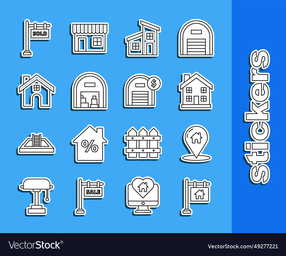 Set line hanging sign with text sale map pointer