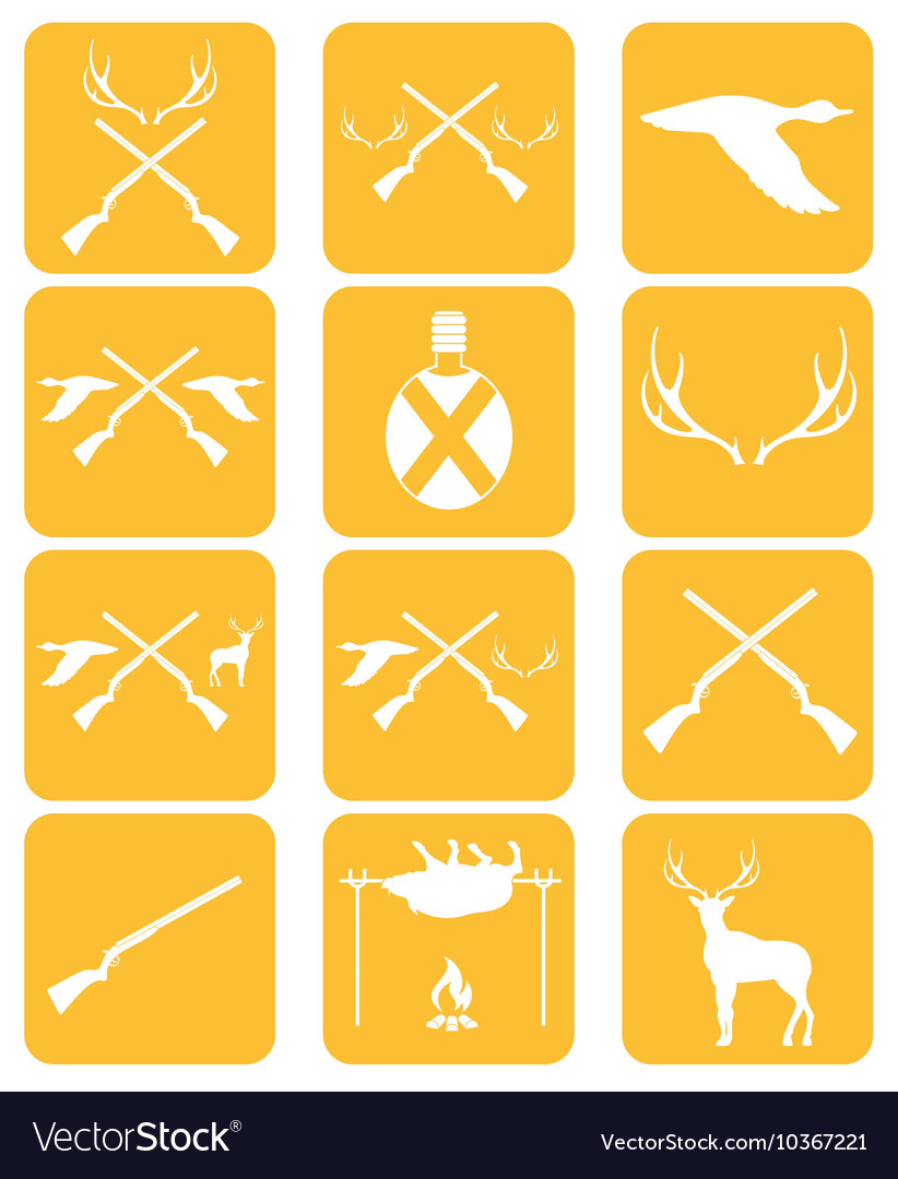 Set of hunting emlem and ecvipment icons