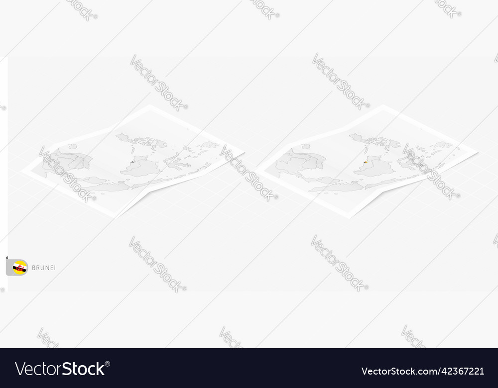 Set of two realistic map brunei with shadow