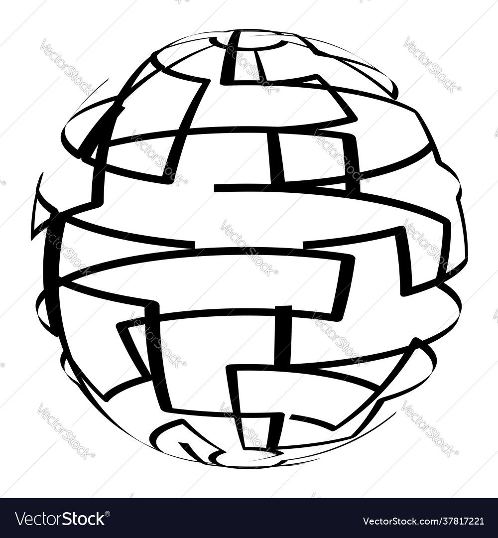 Sphere with random irregular lines icon symbol