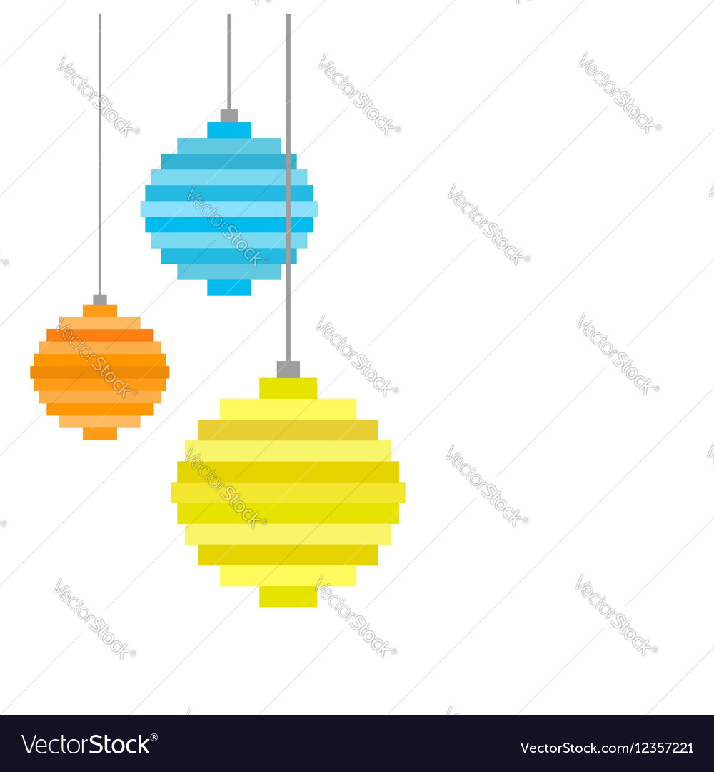 Three pixel art christmas tree ball