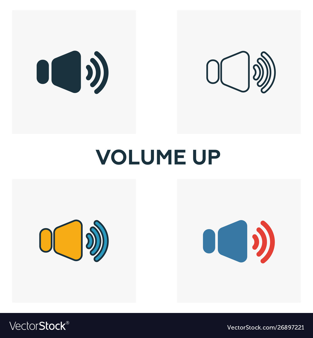 Volume up icon set four elements in different