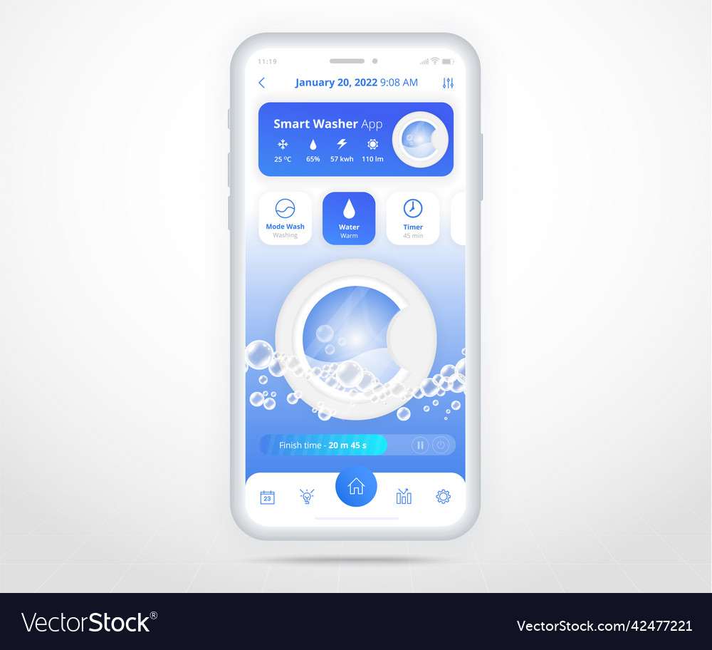 Washing machine app smart home wash controlled ui