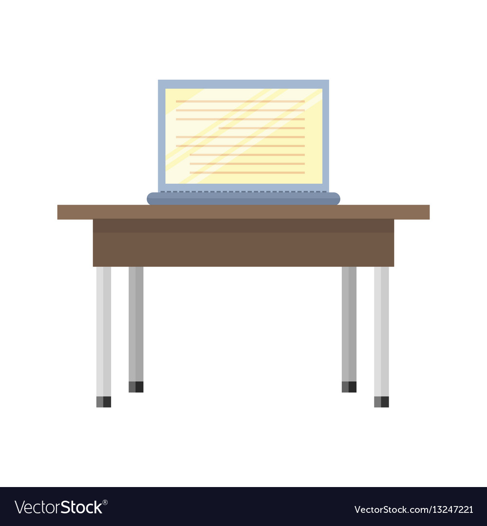 Wooden table with laptop