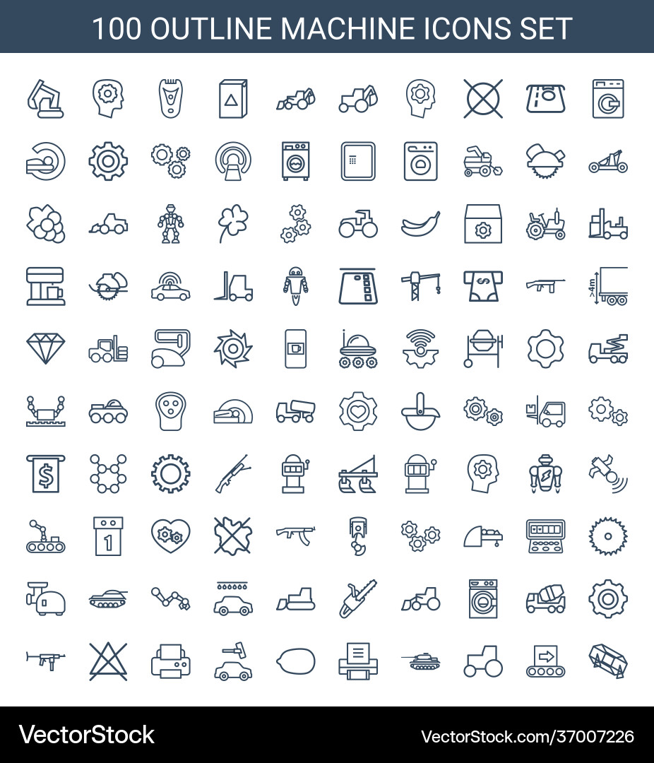 100 machine icons Royalty Free Vector Image - VectorStock