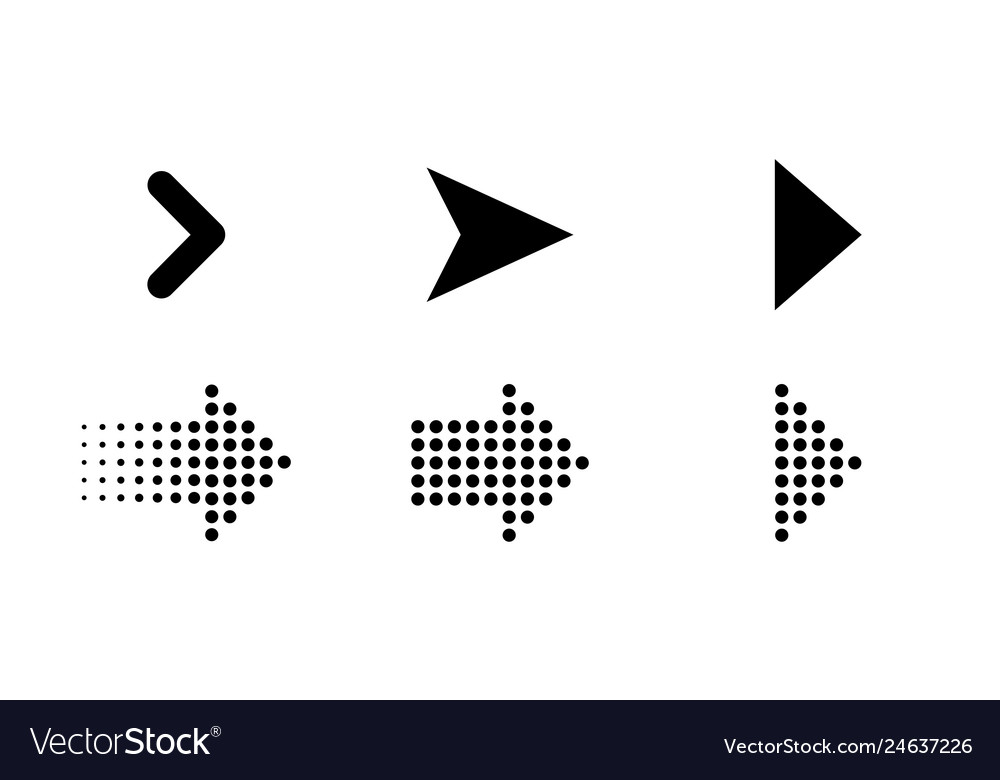Arrows icons set of web and dots