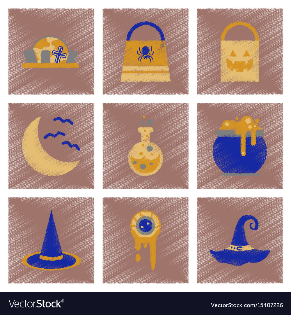 Assembly flat shading style icons halloween