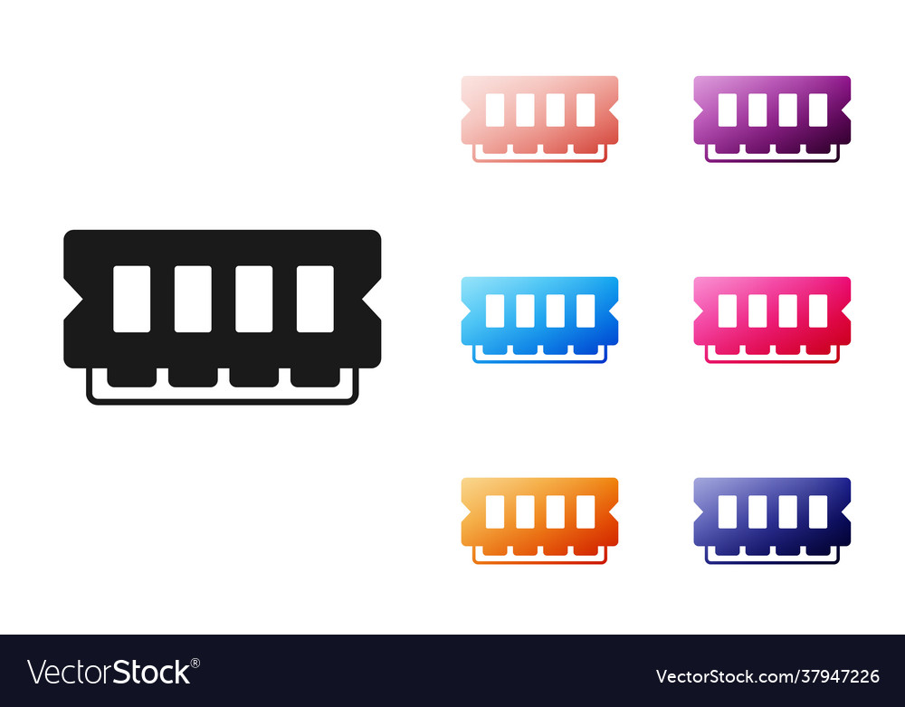 Black ram random access memory icon isolated vector image Black ram random access memory icon isolated