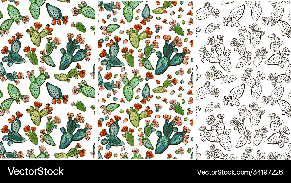 Cactus hand drawn seamless pattern creative Vector Image