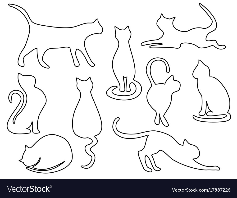 Cat One Line Drawing Royalty Free Vector Image