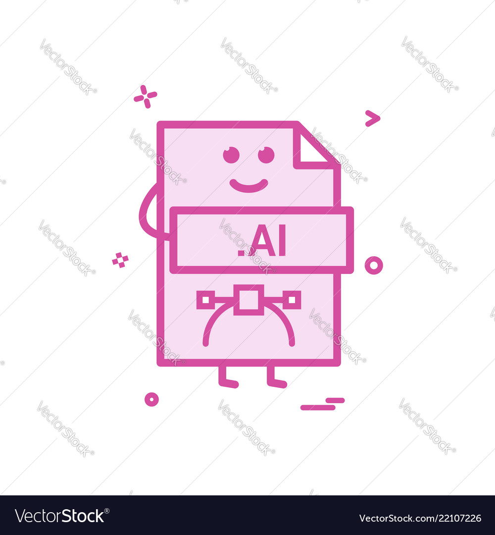 Computer ai file format type icon design vector image Computer ai file format type icon design