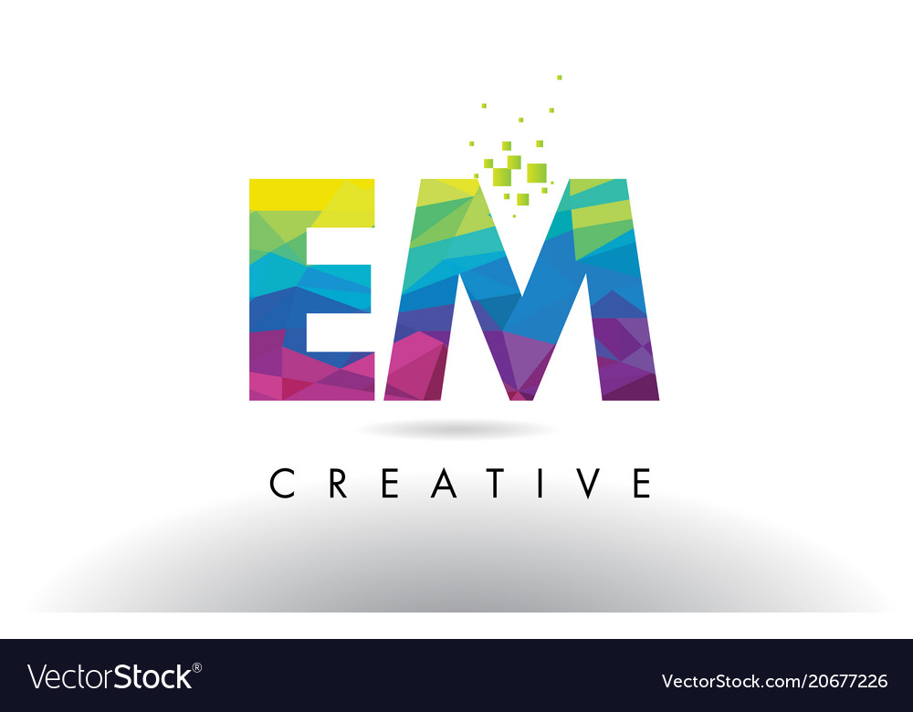 Em e m colorful letter origami triangles design