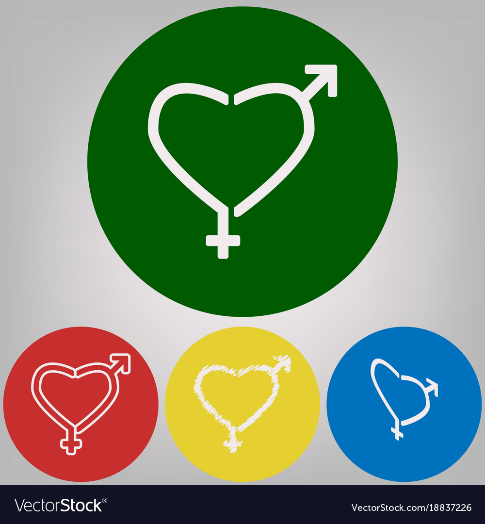 Gender signs in heart shape 4 white