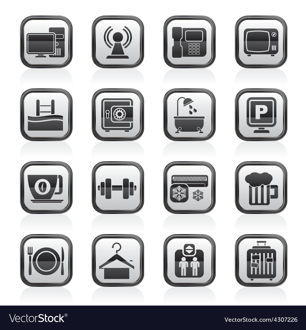 Hotel amenities services icons