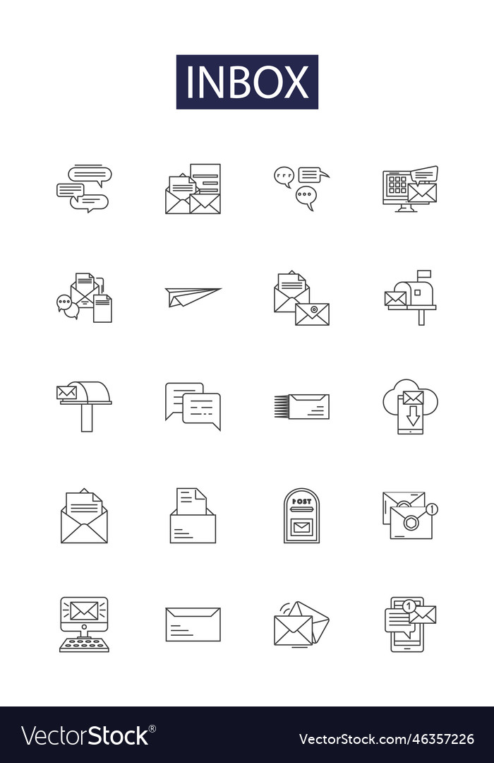 Inbox line icons and signs messages