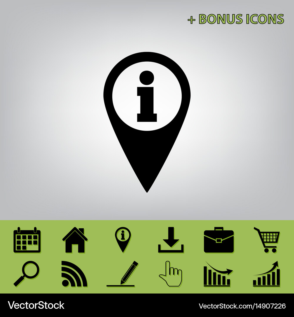 Map pointer with information sign black Royalty Free Vector