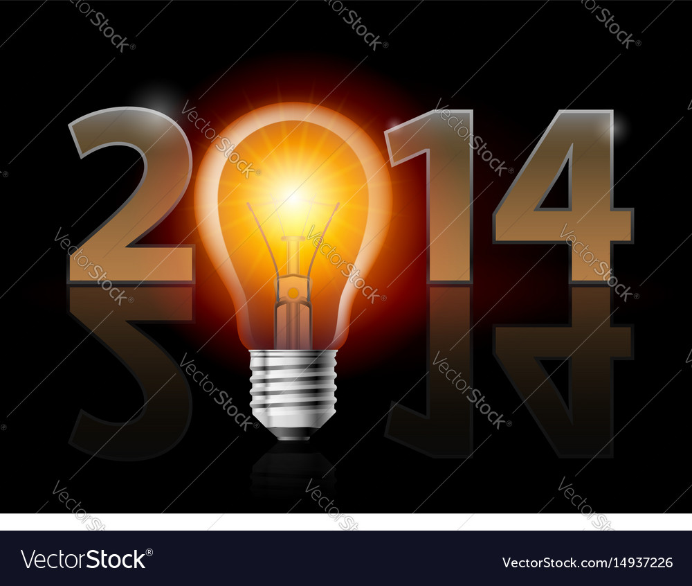 New year 2014 metal numerals with electric bulb
