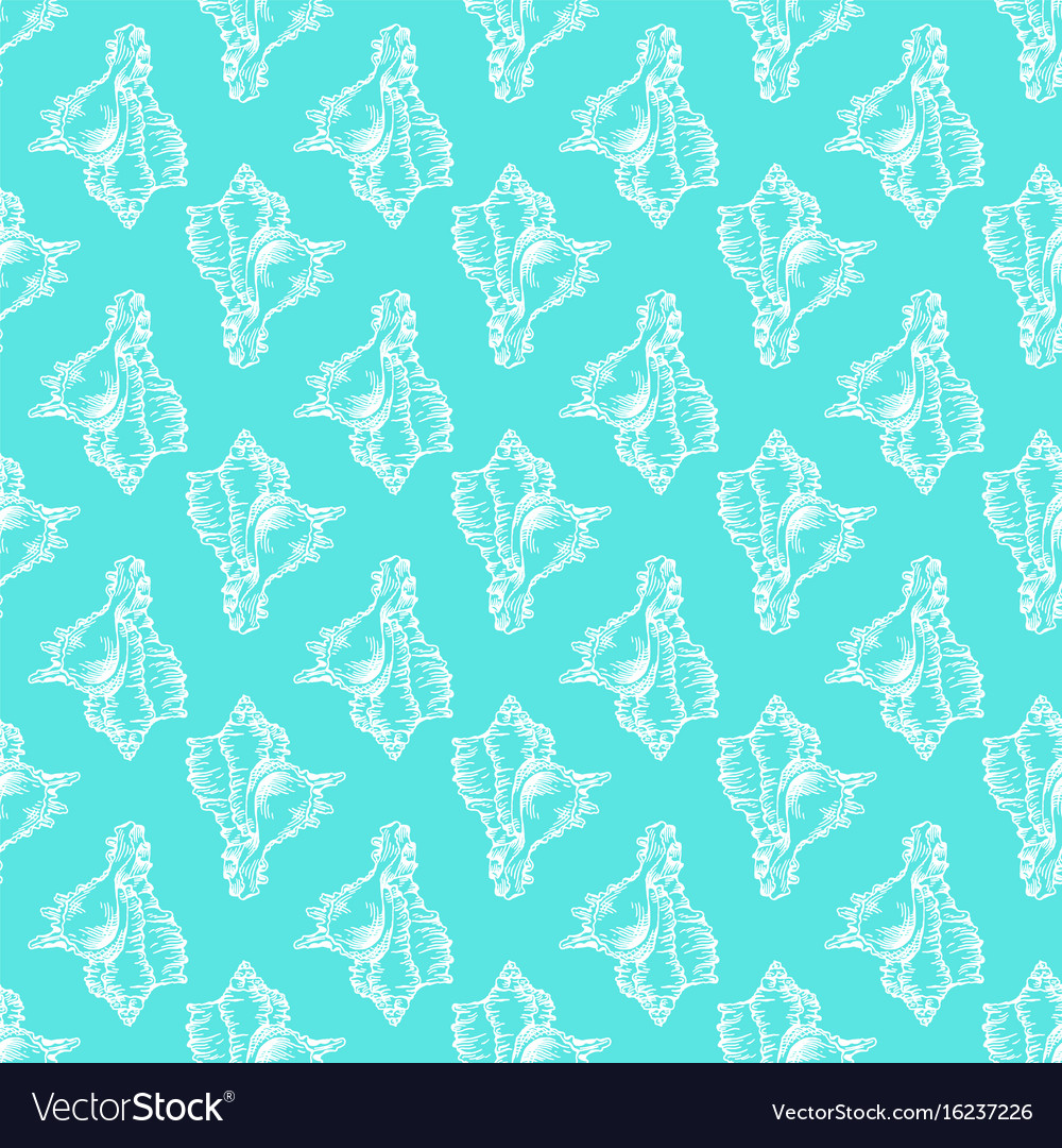 Seamless sketch seashell template background