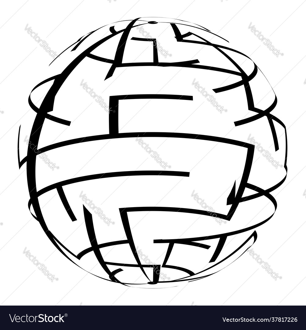 Sphere with random irregular lines icon symbol