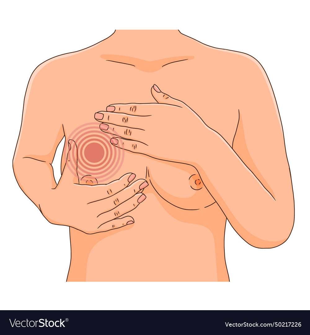 Frau die monatlichen Brust-Check für Tumor vector image Frau die monatlichen Brust-Check für Tumor