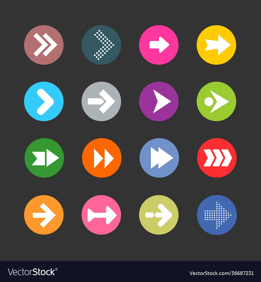 Arrow sign icon set simple circle shape internet vector image Arrow sign icon set simple circle shape internet