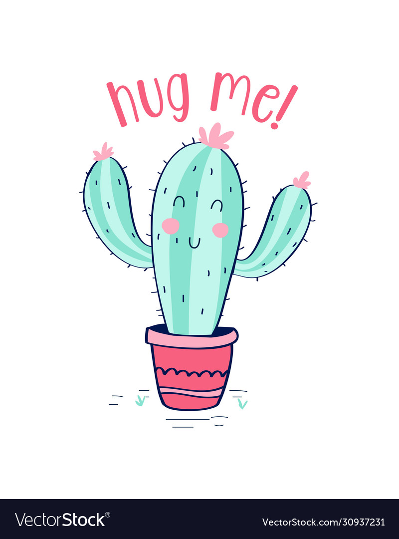 Cactus print design with slogan vector image Cactus print design with slogan