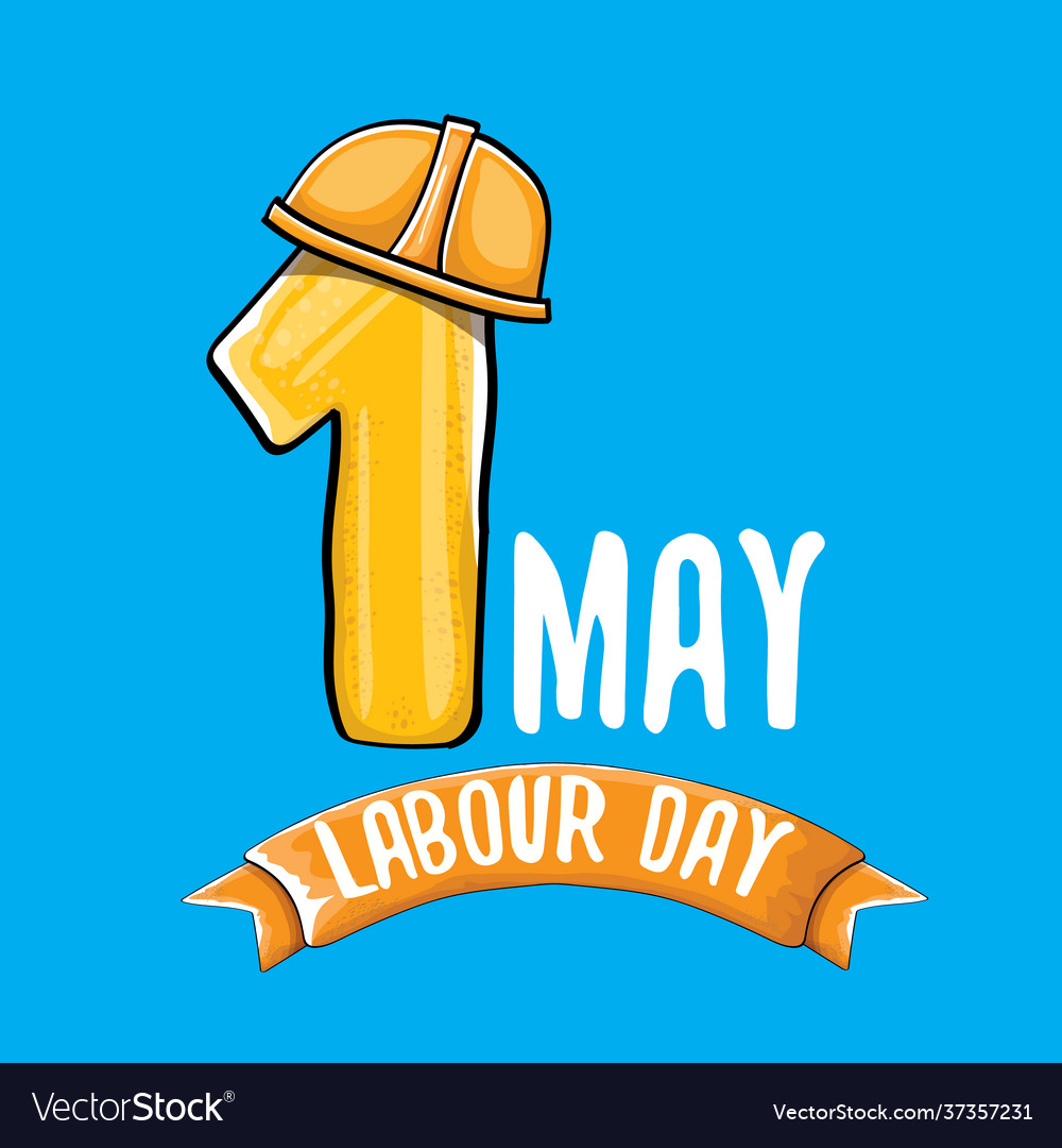 Cartoon happy labour day label isolated Royalty Free Vector