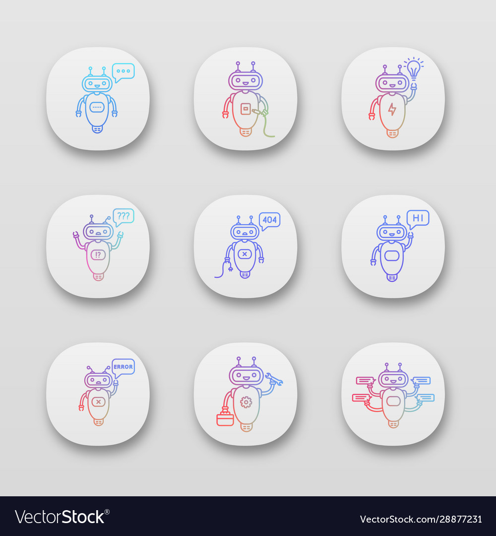 Chatbots app icons set vector image Chatbots app icons set