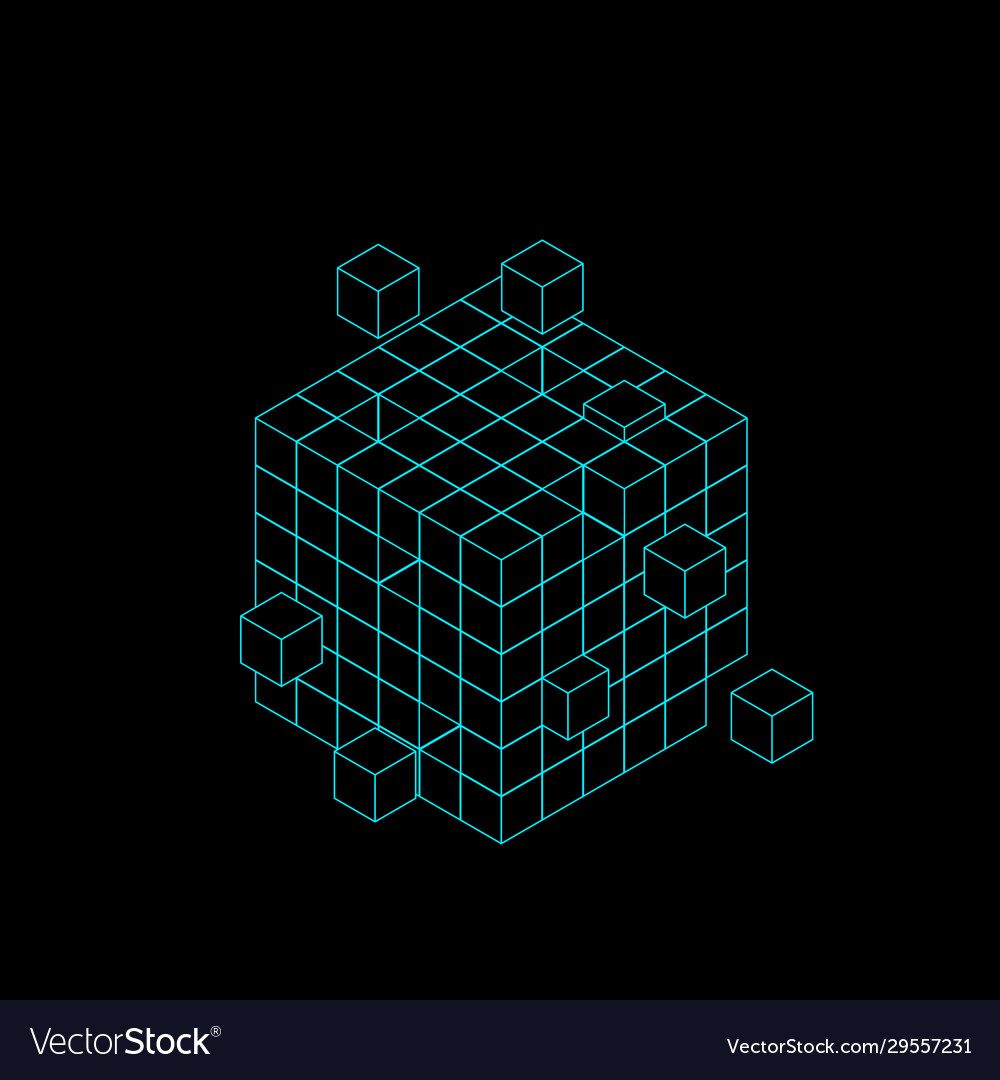 Data Cube Wireframe - Big Data