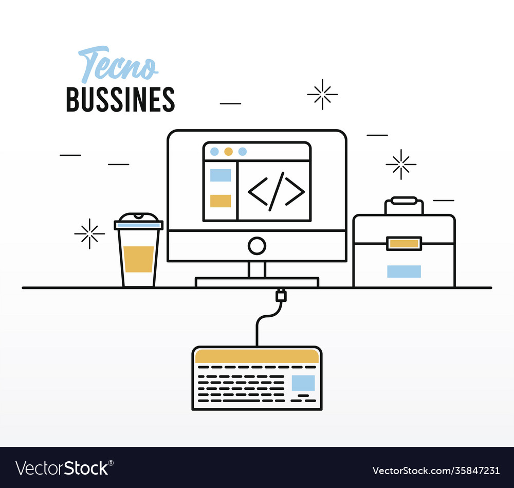 Desktop computer line and fill style icon vector image Desktop computer line and fill style icon