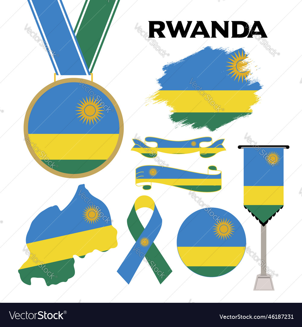 Elements collection with the flag of rwanda design