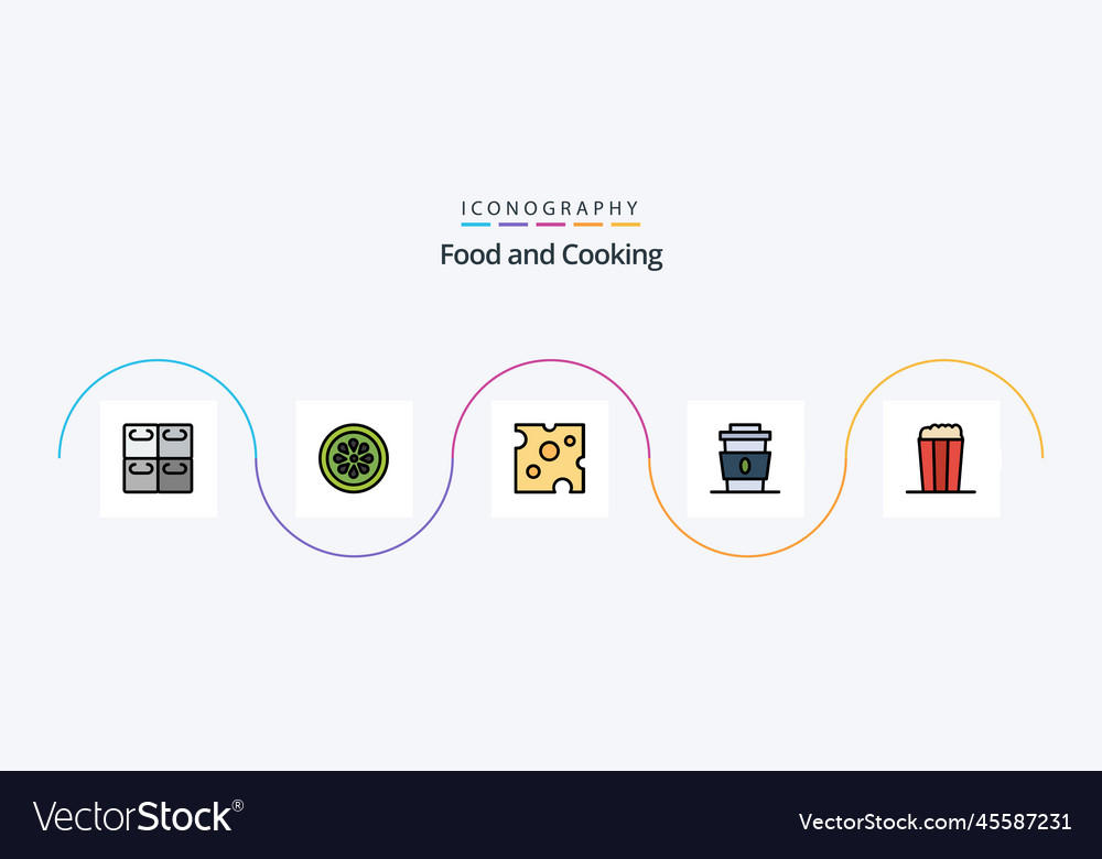 Food line filled flat 5 icon pack including pop