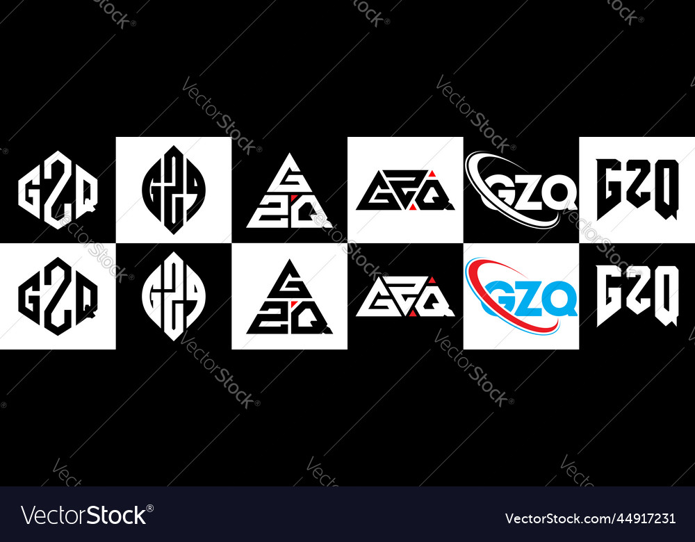 Gzq letter logo design in six style polygon