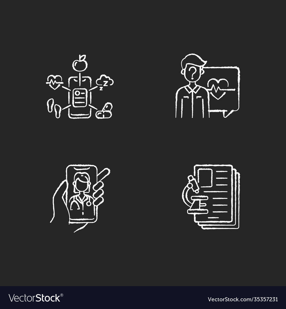 Healthcare Service Kreide weiße Icons auf schwarz gesetzt