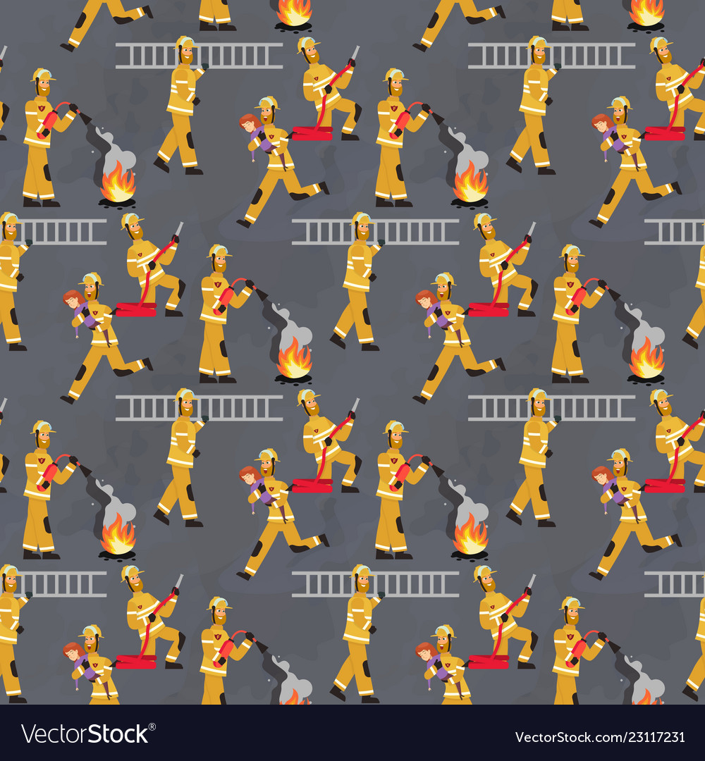 Image pattern groups firefighters at work vector image Image pattern groups firefighters at work