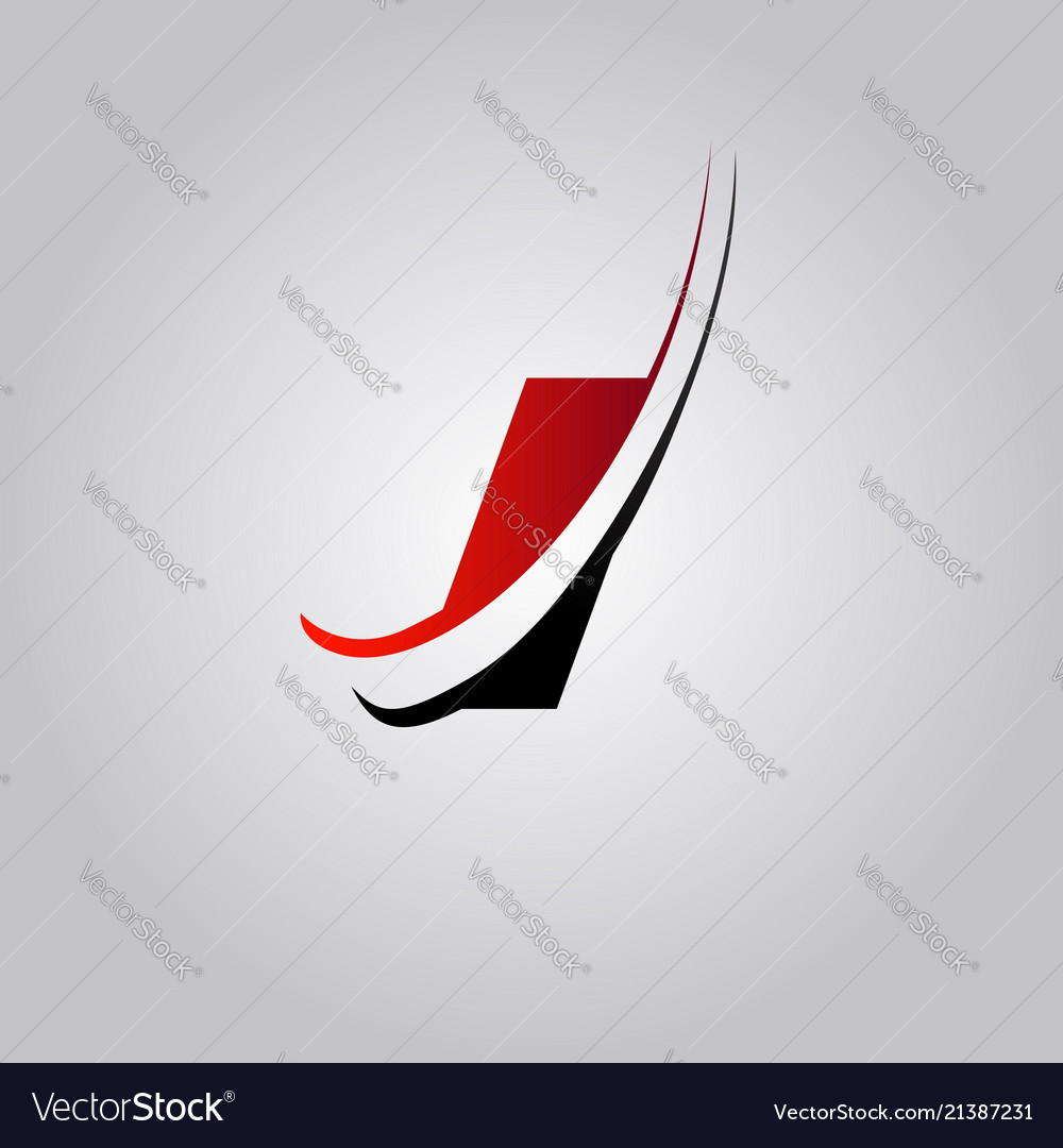 Initial i letter logo with swoosh colored red and Vector Image