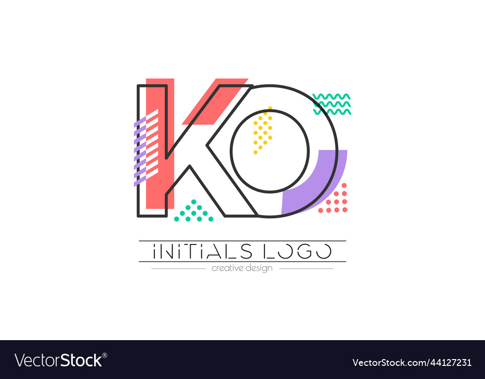 Letters k and o merging of two initials vector image Letters k and o merging of two initials