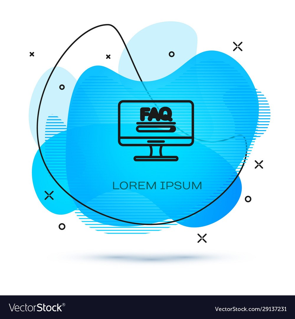 Line computer monitor with text faq information vector image Line computer monitor with text faq information