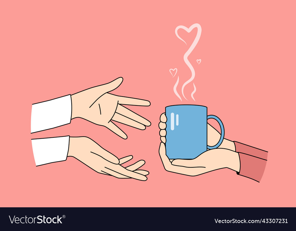 People sharing cup of tea with friend