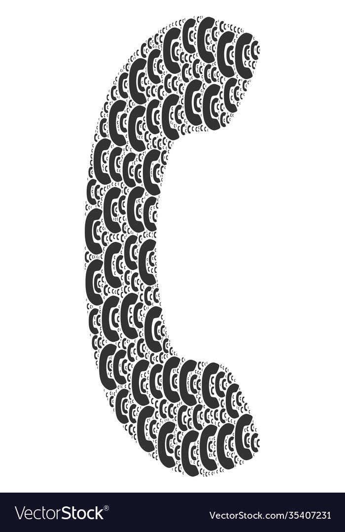 Phone receiver recursive mosaic itself items vector image Phone receiver recursive mosaic itself items