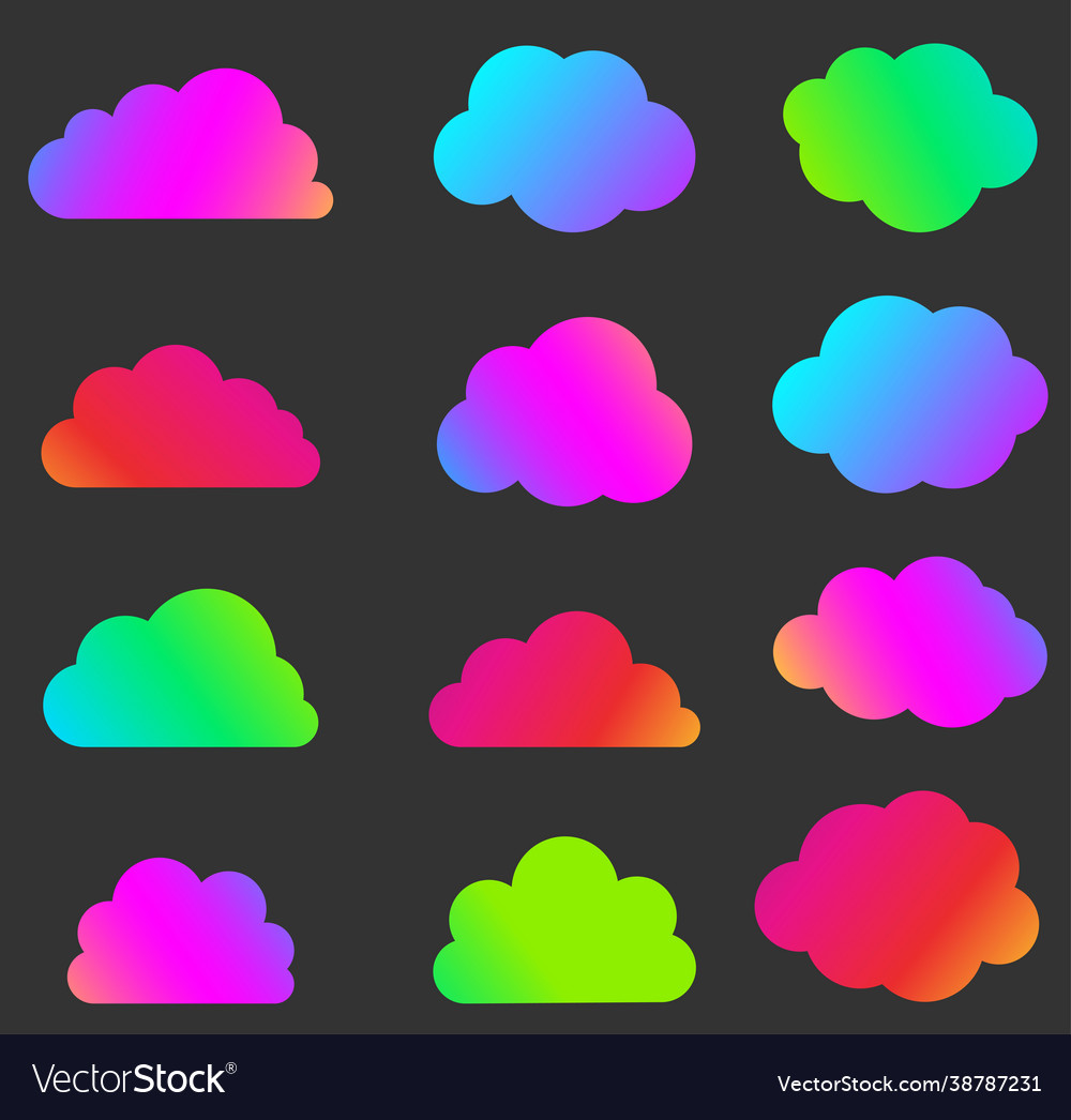 Set isolated bright multicolored gradient