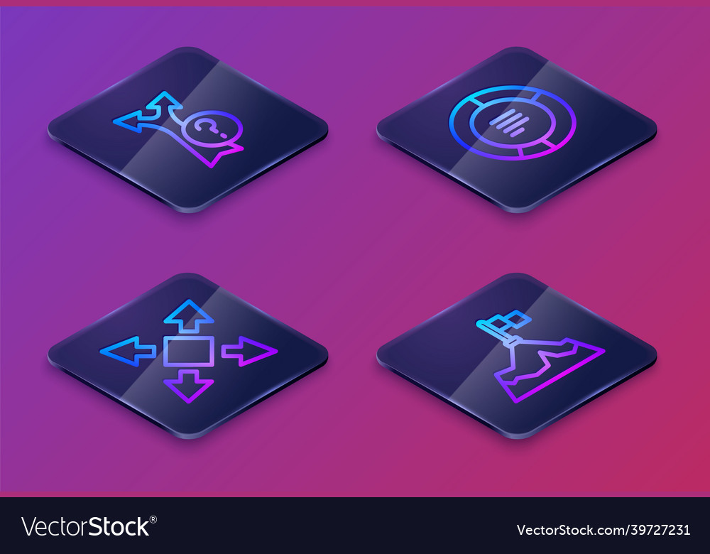 Set isometric line arrow many ways directional vector image Set isometric line arrow many ways directional