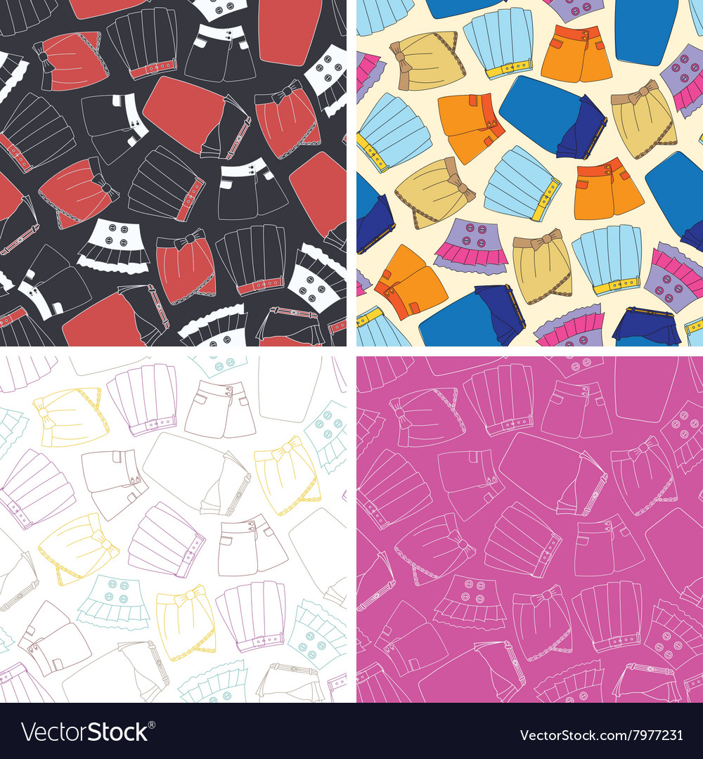 Set of seamless pattern with skirts