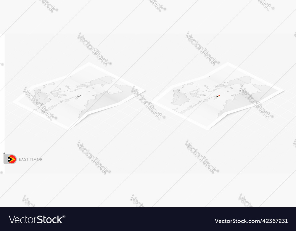 Set of two realistic map east timor vector image Set of two realistic map east timor