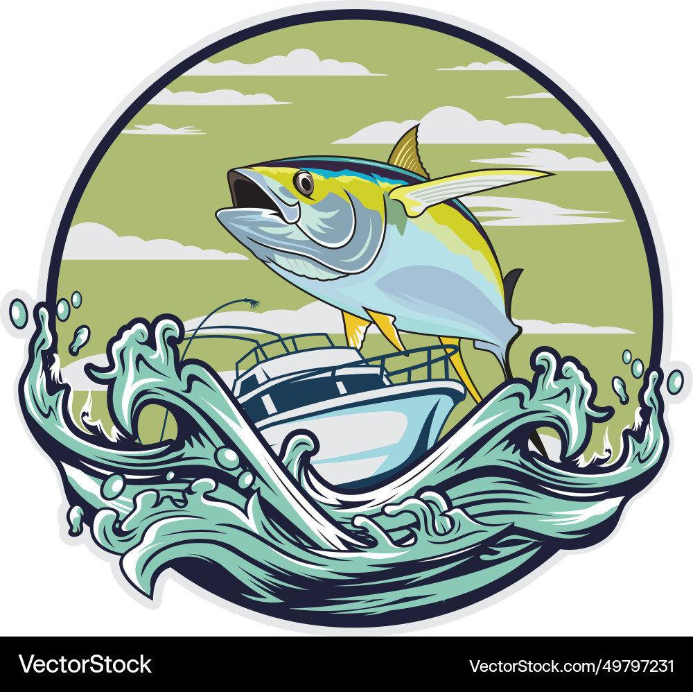 Tuna boat fishing logo image Royalty Free Vector Image