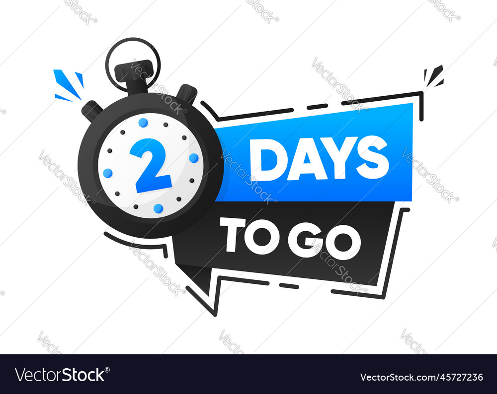 2 days to go countdown emblem with the number