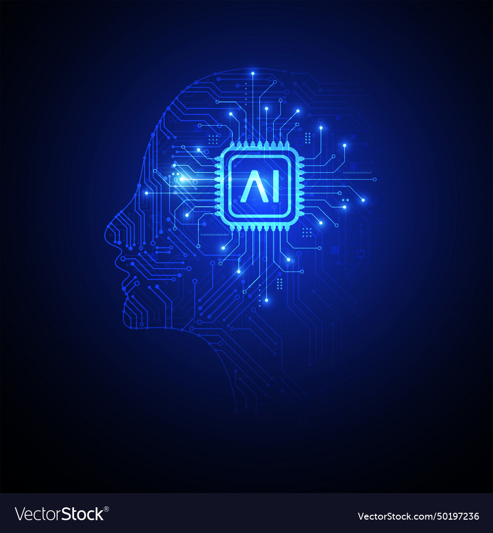 Artificial intelligence circuit line style vector image Artificial intelligence circuit line style