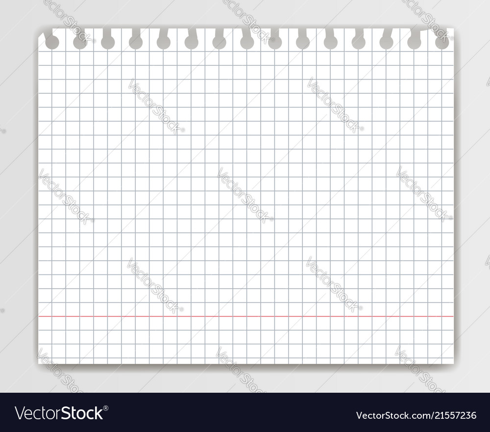 Blank squared copy book sheet with torn edge