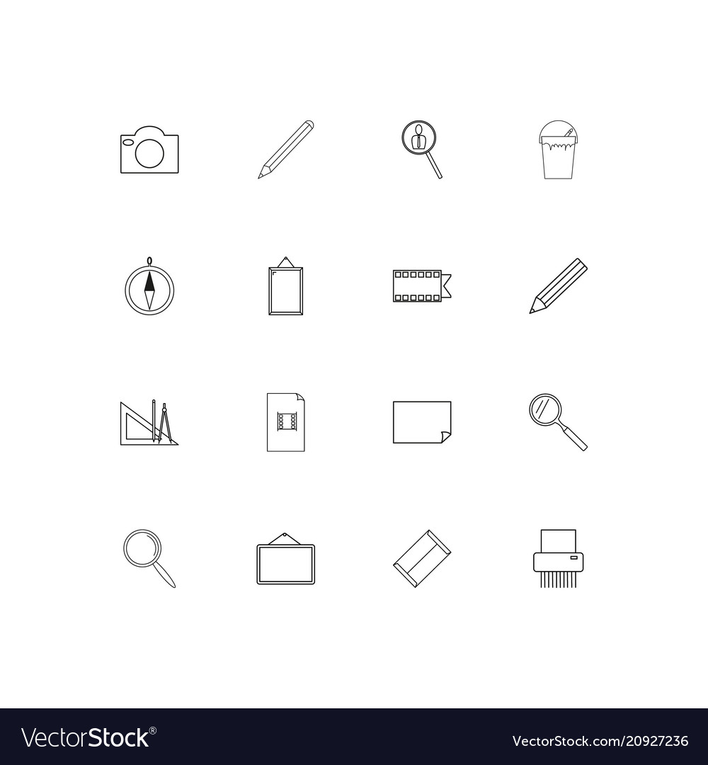 Creative process and design linear thin icons set