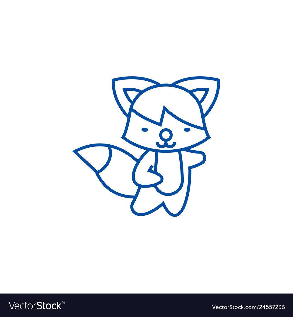 cute fox line icon concept cute fox flat vector image cute fox line icon concept cute fox flat vector image